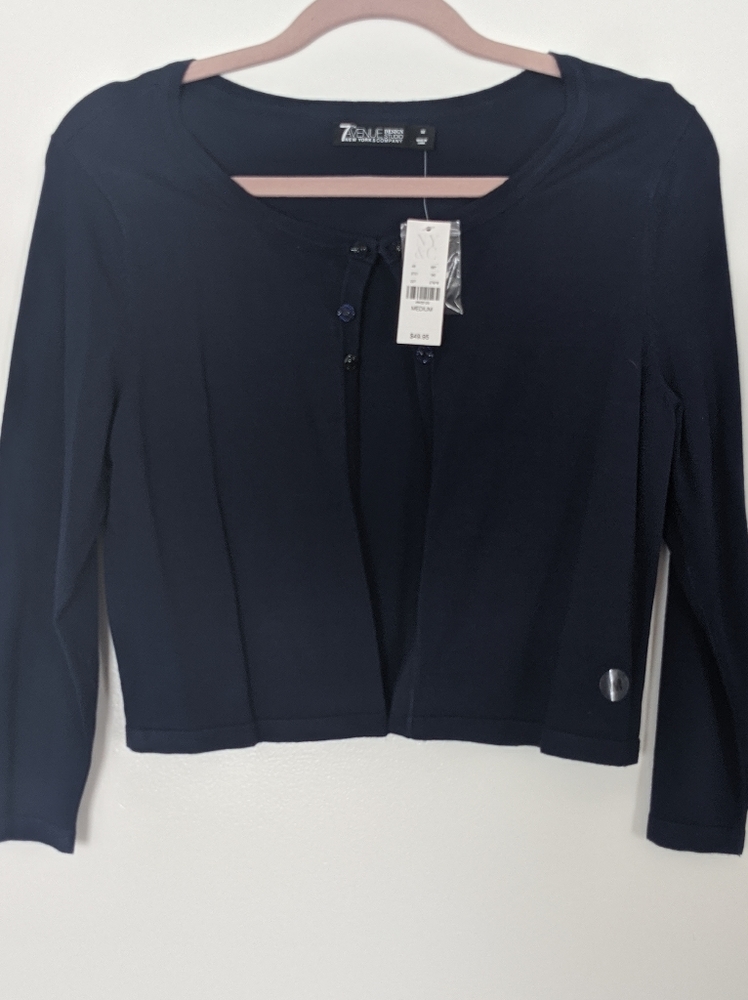 NWT - NY & Co. Women's Navy Cropped Cardigan